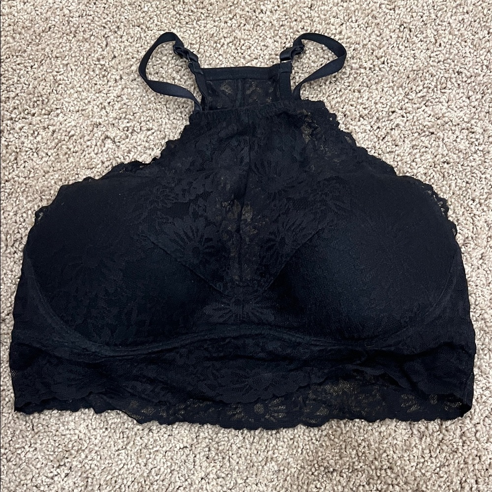 PINK Victoria's Secret Black Lace Halter Bralette